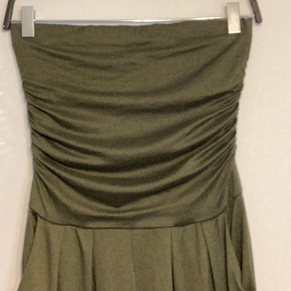 American Dream khaki jersey knit strapless jumpsuit size xs - Picture 2 of 8